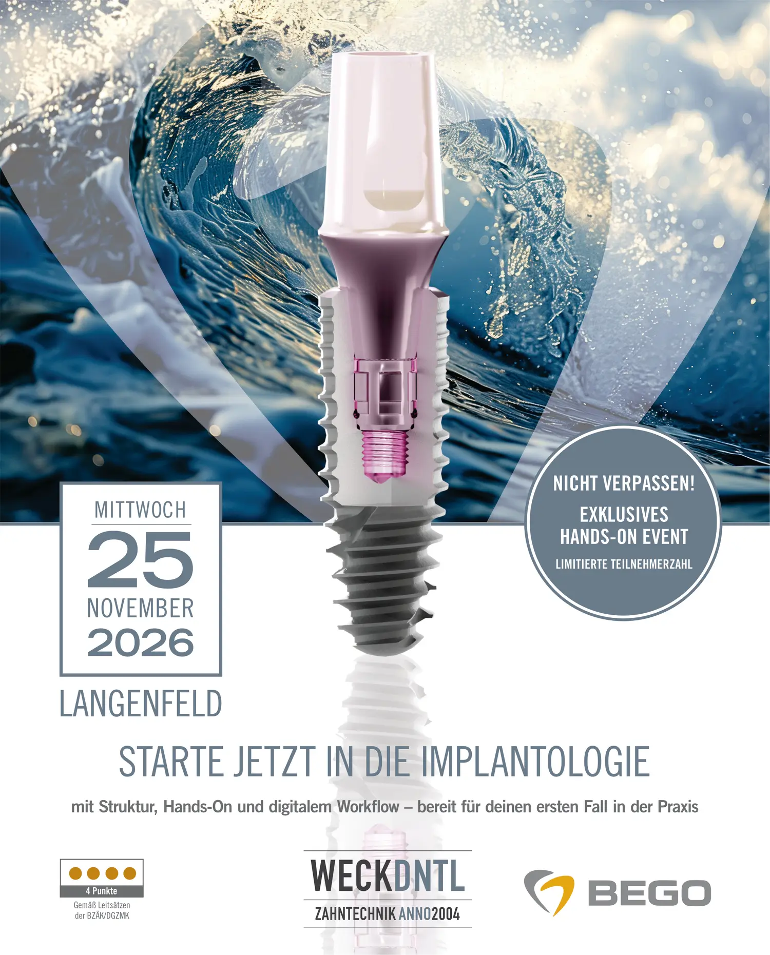 Offizieller Eventflyer: Starte jetzt in die Implantologie